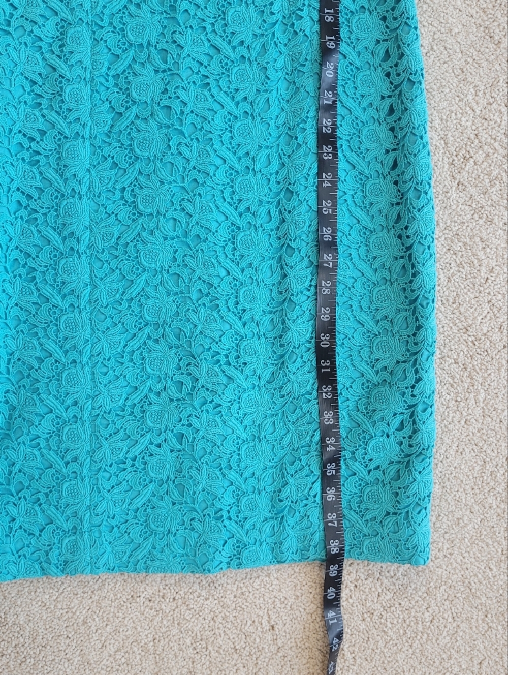 Talbots Turquoise Lace Sheath Dress Sleeveless Knee Length Lined Elegant Size 6 - Picture 8 of 13